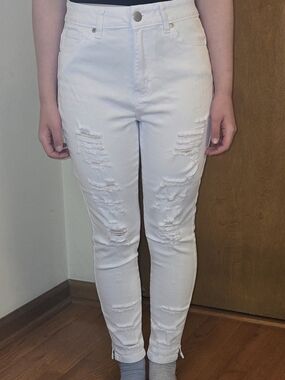 V.I.P. White Distressed High-Rise Women’s Jeans